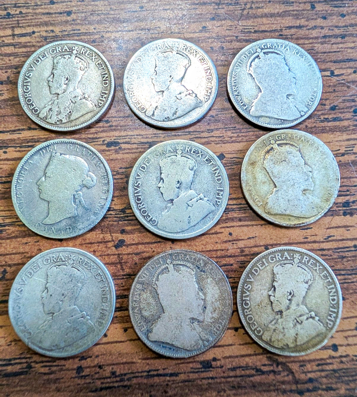 Canada 25C Silver Quarters .925 KM#5 Victoria/Edward VII/George V 1872-1919