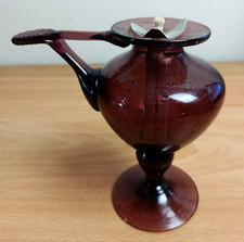 BIOT französische Öllampe mit Sprudel Cranberry Glas graviert mit Docht Cannes ITCRA