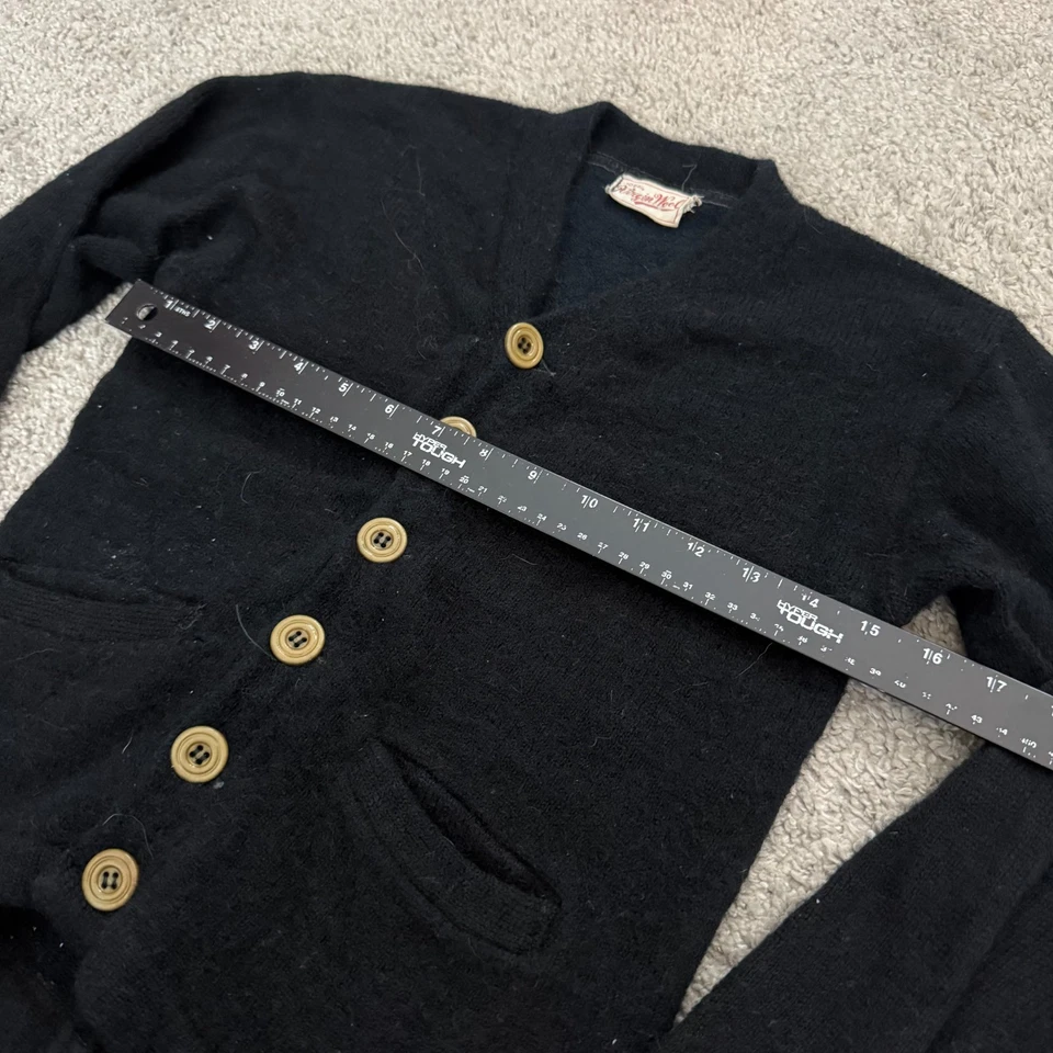Cárdigan tejido suéter True Vintage años 50 lana virgen para mujer - talla XS/S negro Foto 3 de 4