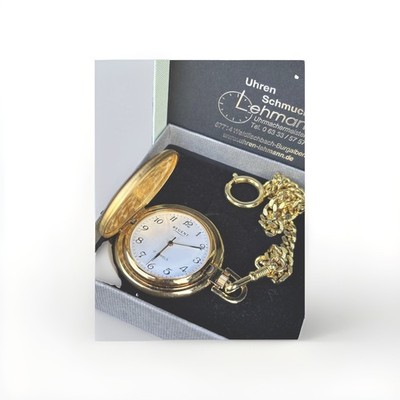 REGENT Taschenuhr Savonnette mechanisch Handaufzug weiß arabisch mit Gravur