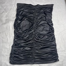 2B By Bebe S Ruched Black Faux Leather One Length Skirt Party Clubbing