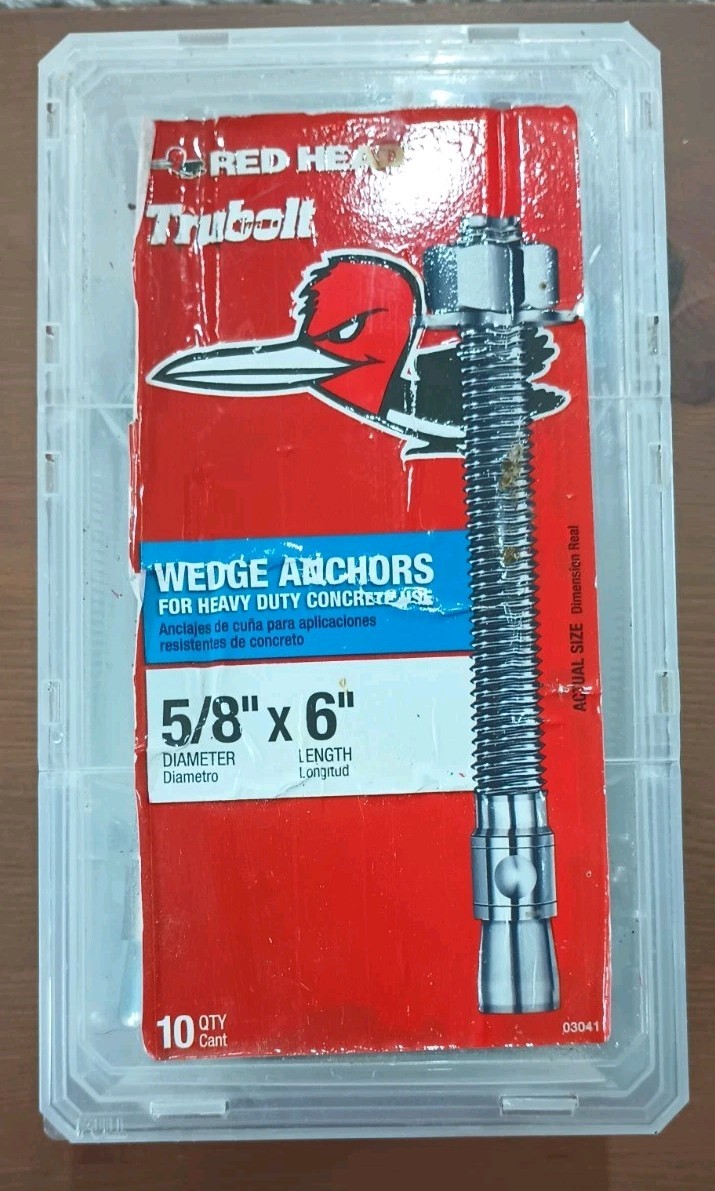 5/8 x 6 Inch Zinc Plated Steel Hex Nut Concrete Wedge Anchors