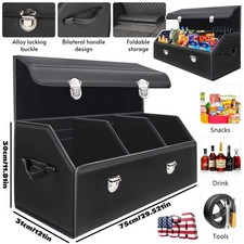 Durable Foldable Leather Car Trunk Organizer Storage Box With Lid For Suv Sedan