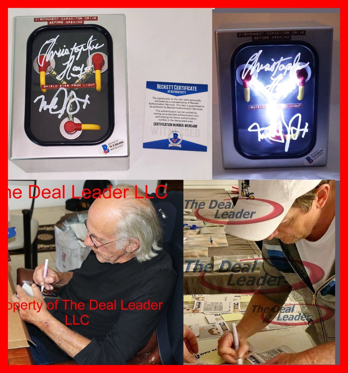 DeLorean 🔥 Michael J Fox & Christopher Lloyd signed DeLorean Flux Capacitor Beckett PSA