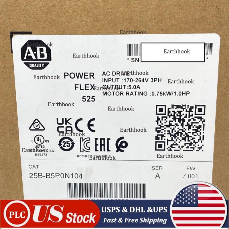 NEW AB 25B-B5P0N104 PowerFlex 525 AC Drive 0.75KW 1.0HP 25BB5P0N104 US Free Tax