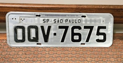 SP Sao Paulo License Plate - Brazil / Collectible Only OQV-7675 (1 Tag) Vintage 