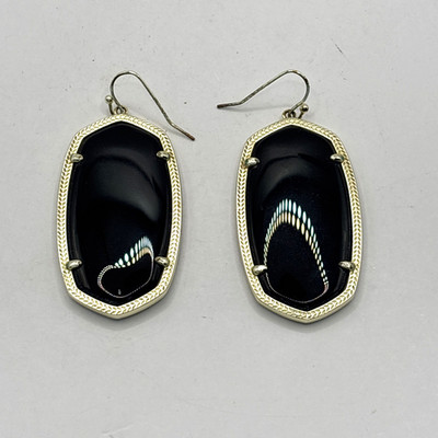 Kendra Scott Elle Drop Dangle Earrings Black Hook Signed *READ*