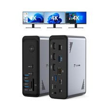 18 in 1 Laptop Docking Station 3 Monitors, Triple 4K Display with 3 HDMI, 9 U...