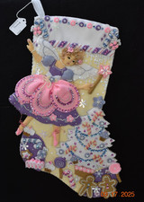 NEW HANDMADE 18" Bucilla Sugar Plum Dreams 2023 Felt Stocking Finished