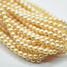 4mm Round Czech Glass Pearl Cream, 120 Beads