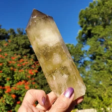 Citrine Clear Yellow Gold Phantom Flash Point Tower Crystal 496 grams