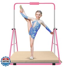 Jivifao Gymnastics Bar with Self-Inflating Mat for Kids, Adjustable Height Gy...