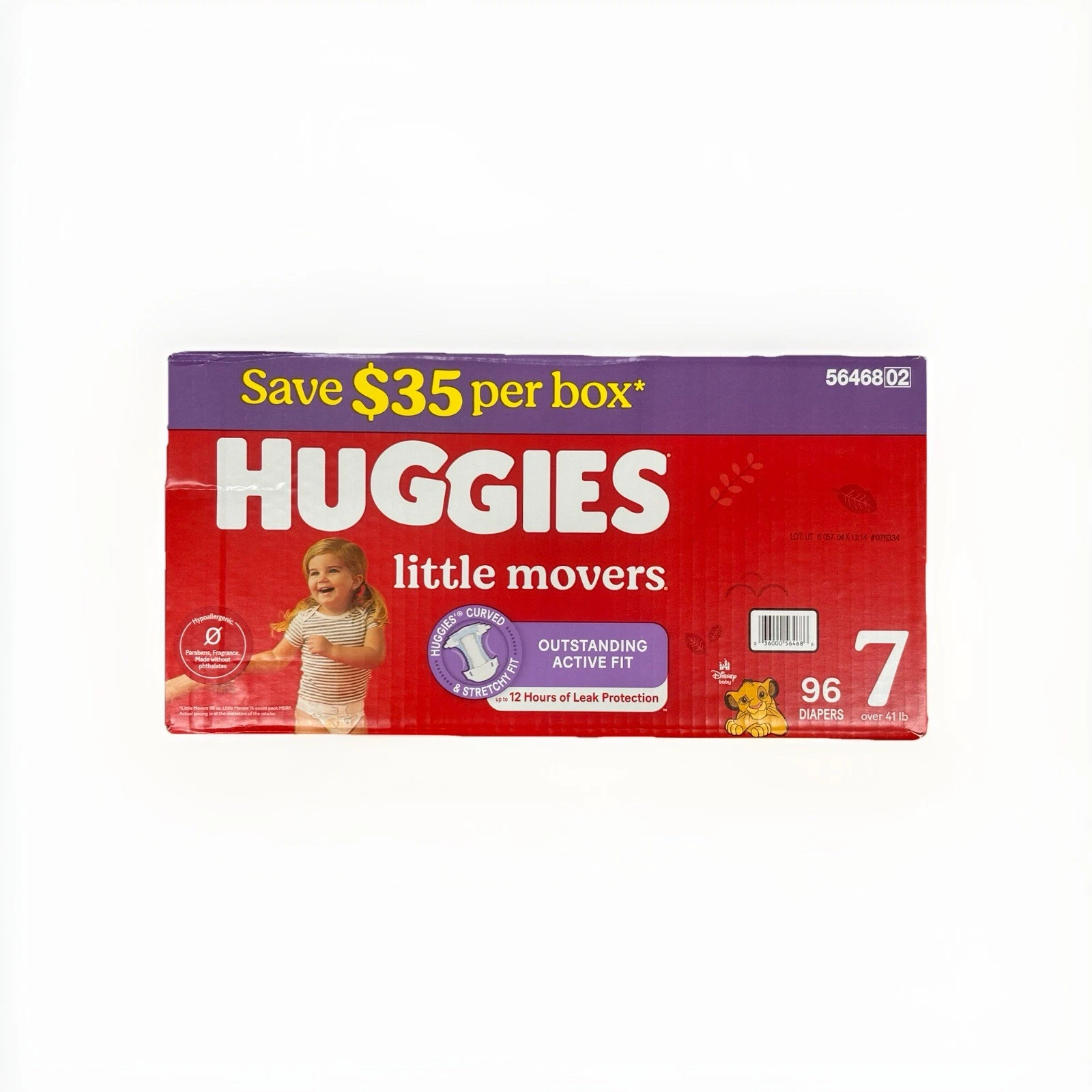 Huggies Little Movers Size 7 Diapers 96 Ct 41+ lbs Leak Protection