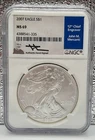 2007 $1 American Silver Eagle NGC MS69 1 oz .999 Silver Mercanti Signed Coin