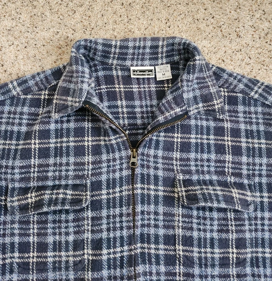 Винтажная синяя клетчатая куртка на молнии Xhilaration Y2k размер средний осень - Изображение 2 из 4