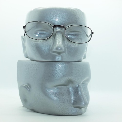 Petite Angle Bridge Reading Glasses Shiny Gray Metal Frame +2.50 Lens - Picture 3 of 4