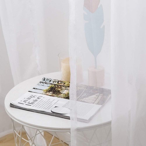 1/2x Panels Sheer Tulle Voile Lace Window Curtain Drapes Living Room Rod Pocket - Picture 9 of 37