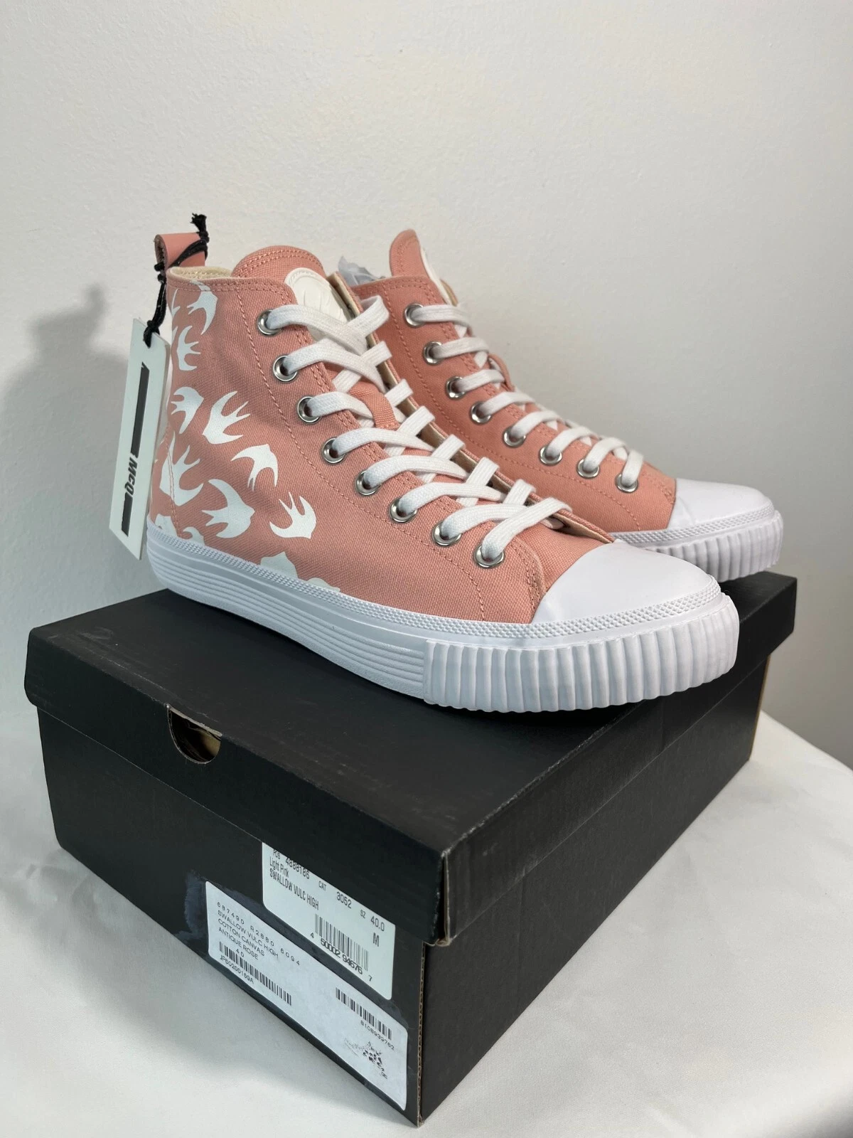 Sneakers alte MCQ Alexander McQueen Swallow Vulc rosa tela taglia EU 40 US 10