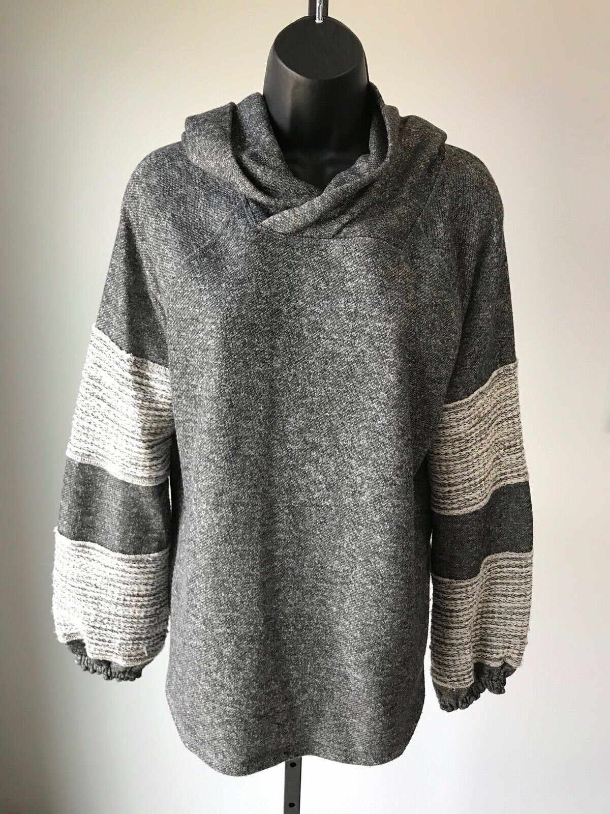 Democracy Gray Long Sleeved Poly Blend Hooded Shi… - image 1
