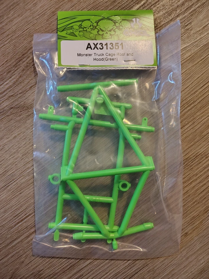 Axial AX31351: Monster Truck Cage Roof and Hood (Green) NEW IN PACKAGE - Image 2 of 3