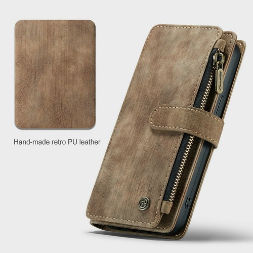Funda protectora retro abatible de cuero 2 en 1 con cremallera portatarjetas para Samsung Galaxy S - Imagen 12 de 14
