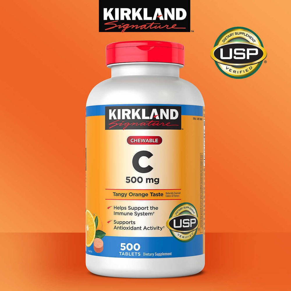 500 Tablets Chewable Kirkland Signature Vitamin C 500mg Tangy Orange Taste