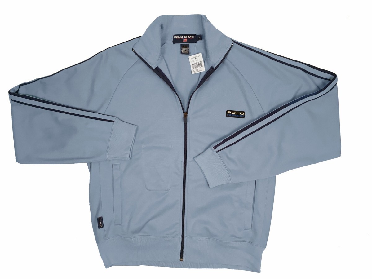 NEW Vintage Polo Sport Ralph Lauren Track Jacket! Light Blue Full