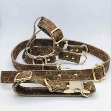 DOG LUXURY 3 SET COLLAR, HARNESS  LEASH  ADJUSTABLE  FAST SHIPPING 