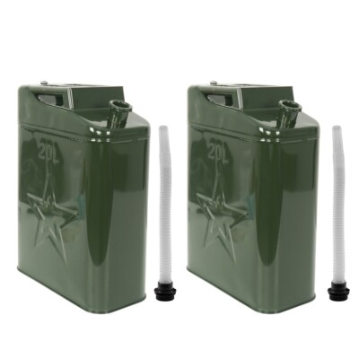 #ad #ad 2PCS Jerry Can 5 Gallon 20L Can Metal Tank Emergency Backup Off road $53.42