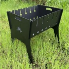 Collapsible two-tier portable barbecue for 6 skewers. Thickness 3 mm