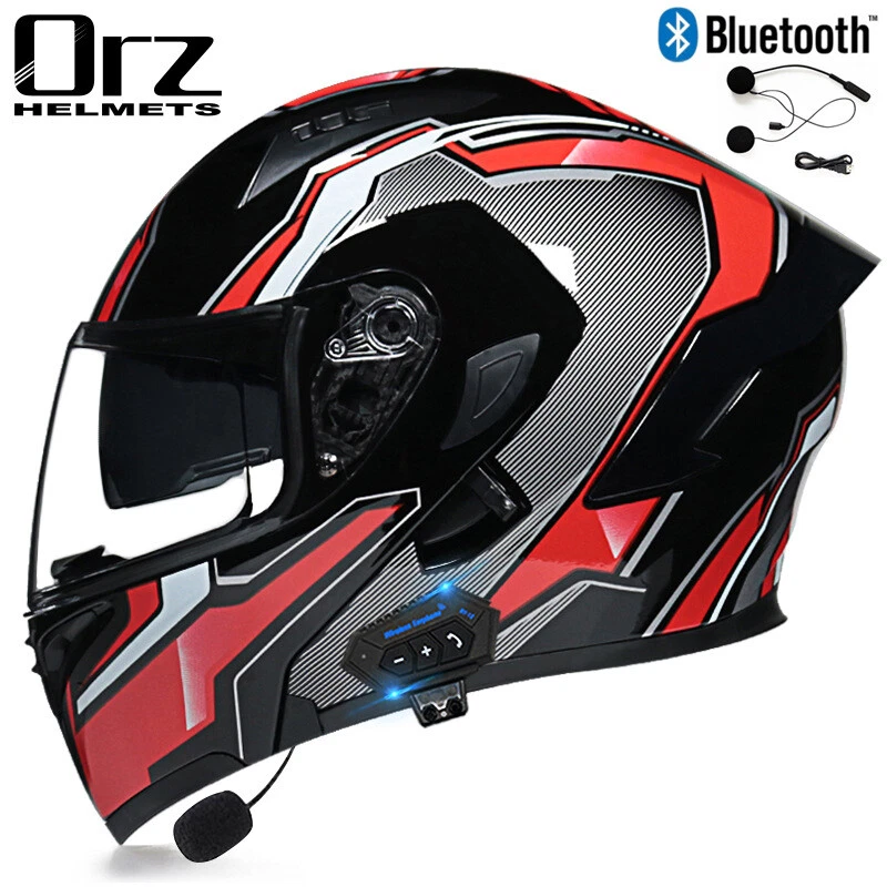 Red motorcycle online helmet with bluetooth