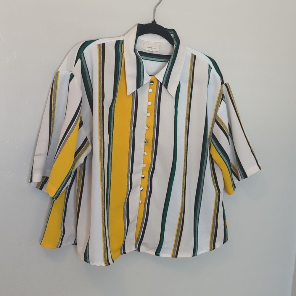 Daniel Cassin Vertical Stripes Button Down Shirt L - image 2