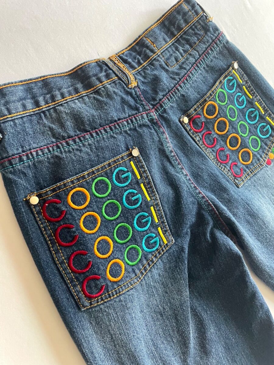 COOGI Boys Loose Fit or Womens Jeans Embroidered Rainbow COOGI Boys Loose Fit or Womens Jeans Embroidered Rainbow