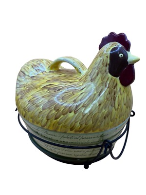 Temp-tations by Tara 2 Qt Toscana Rooster Casserole Ovenware Trivet Basket