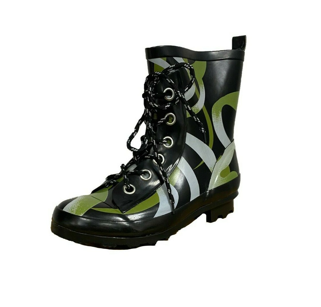 Sporto Short Lace Up Wellies Rain Boots 