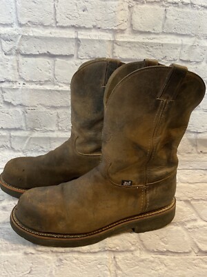 Justin Original 4491 Brown Leather J-Max Slip On Men Work Boots SZ