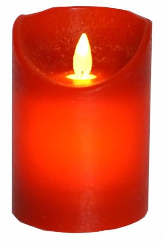 echtwachs LED Stumpenkerze rot 10 cm Einschaltautomatic + Timer Stumpen Kerze - Bild 1 von 3