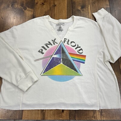 Pink Floyd Band Sweatshirt Women s 3X Cream V Neck 