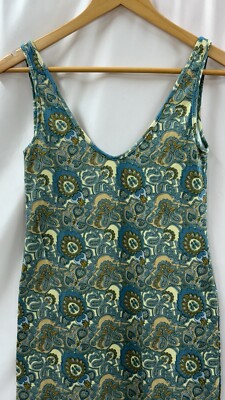 Golden Brown The Label Tank Dress Paisley Cotton Organic Maxi Dress Blue |  eBay