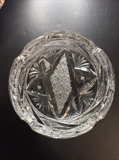 Vintage Large Lead Crystal Cut Clear Glass Cigar Cigarette Ashtray 4”