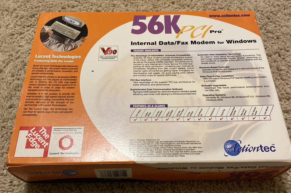 ACTIONTEC 56K PCI PRO INTERNAL MODEM NEW - Image 3 of 3