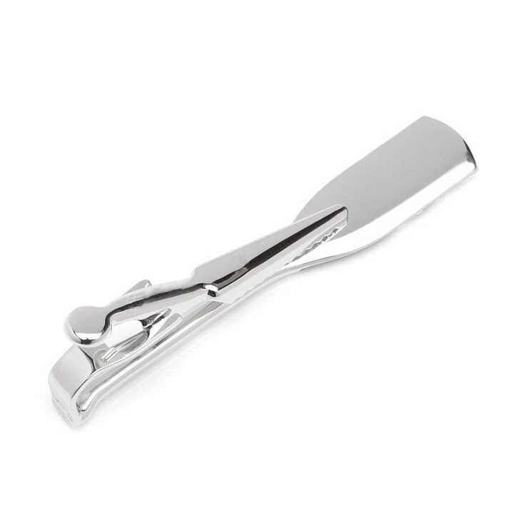 Blue & White Enamel Crew Oar Chevron Pattern Design Men's 935 Silver Tie Clip - Image 3 of 4