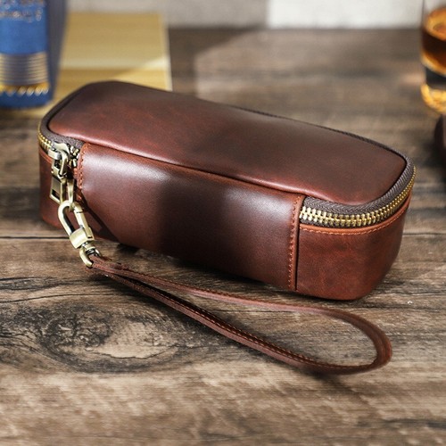 Bolsa de cuero genuino para pipa estuche de transporte bolsa de viaje accesorios para fumar - Imagen 2 de 5