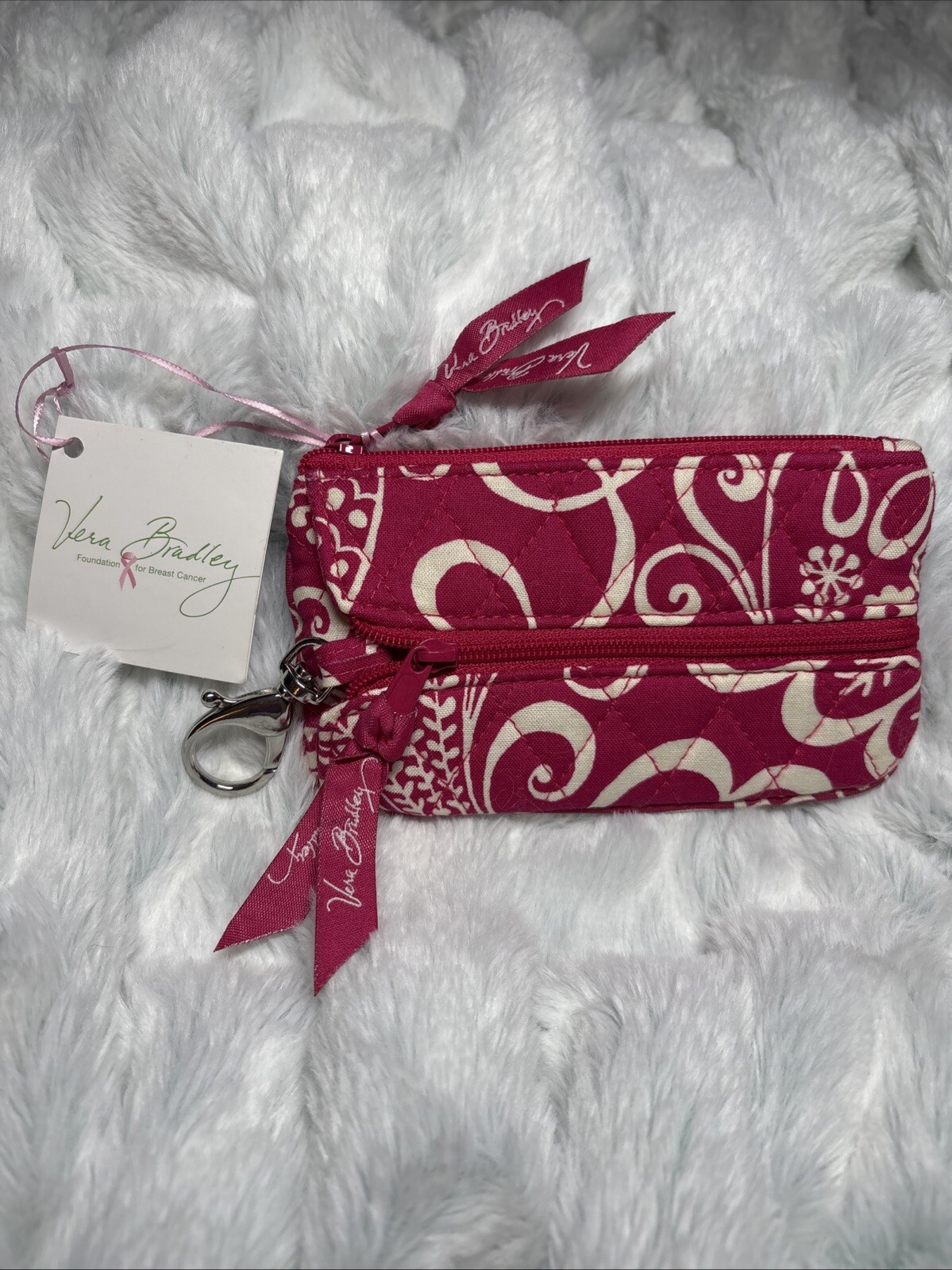 Vera Bradley Twirly Birds Pink Coin and Key Case NWT