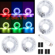 2PCS Rechargeable Bike Wheel Hub Lights Waterproof LED Cycling Spoke Lights