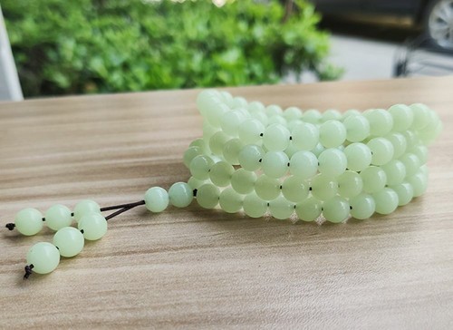 8mm Nature Shine Ore Gem Bead Hanging Bangle Night-luminous Bright Rosary 108 Be - Picture 5 of 13