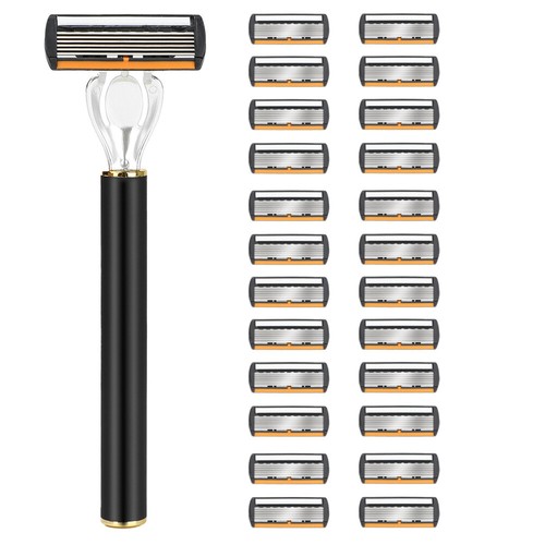 24/36pcs Stainless Steel Blades Shaving Disposable Razors with 1 Handles for Men
