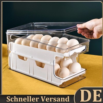 2-Layer Automatic Rolling Egg Holder Egg Dispenser Fresh Box for Kitchen Fridge 