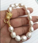 Gorgeous AAA 12-10mm Natural South Seas White Pearl Bracelet 7.5-8" 925S