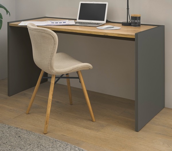 Schreibtisch Laptoptisch Computertisch Grau Eiche 143 Cm BüRo Homeoffice Center-image